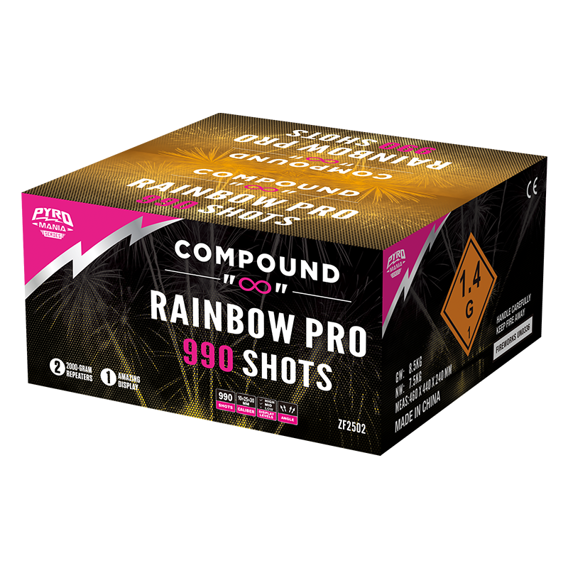 Rainbow Pro 990 Schüsse Römische Kerzenverbindung Kuchen ZF2502